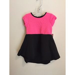 Kensie Infant Girls Dress Size 24 Months Pink And Black Short Sleeve New
